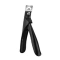 Stainless steel nail art scissors showing French U-shaped blades and available colour options.