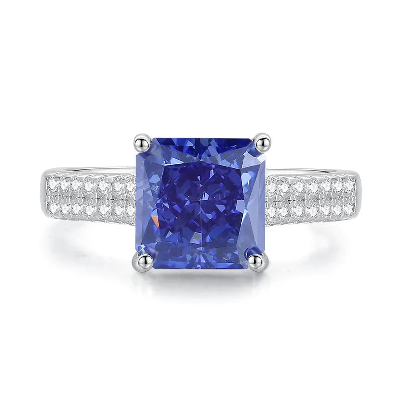 Heart-shaped sterling silver ring with a detailed ice flower cut colour zircon centre stone.