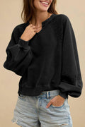 Women's half-open collar long sleeve sweater with stitching lace detail in cotton polyester fabric