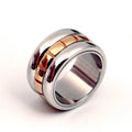 Ultra-wide gold titanium steel knuckle ring with rotatable band, sizes 7 to 10, natural style.