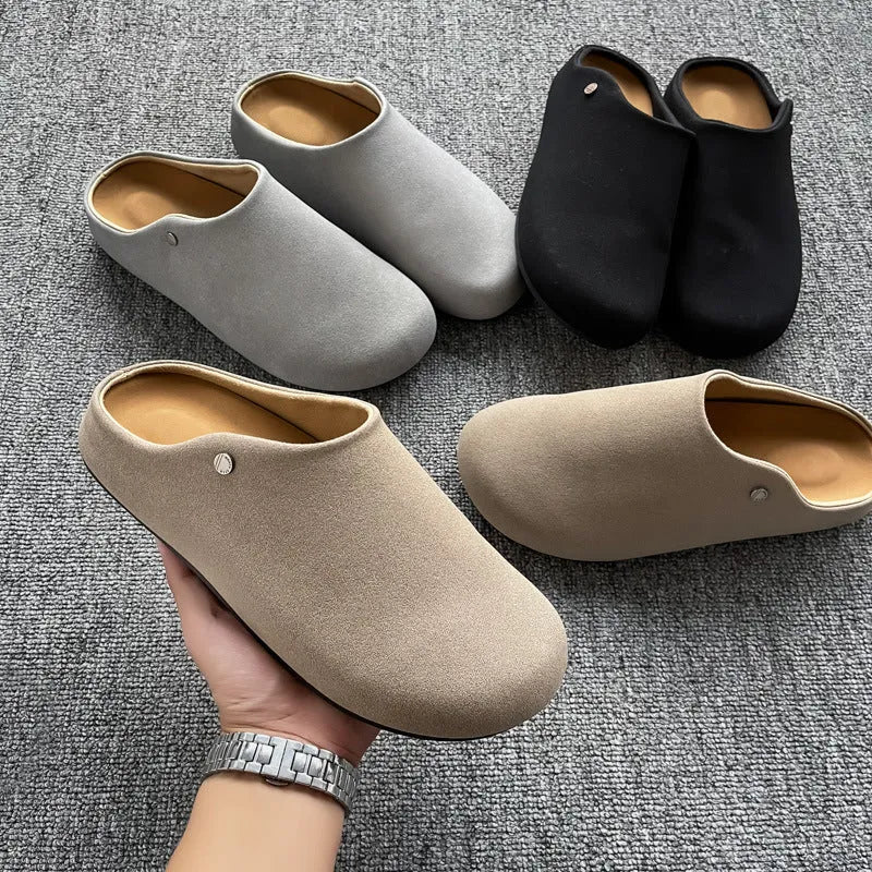 Fashion Soft Bottom Retro Slip-on Thick Bottom Loafer in black, side view, matte upper and rubber sole