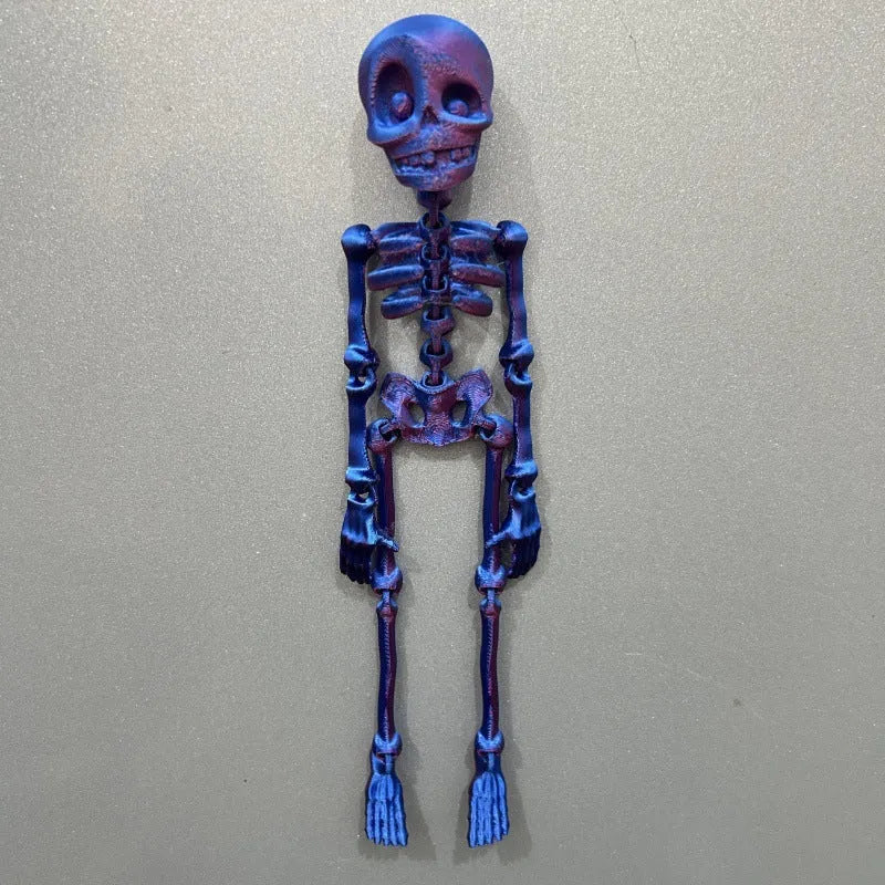 3D printed white skull fridge magnet for Halloween decoration, 18cm tall on a refrigerator.
