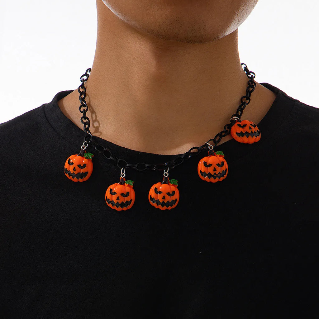 Halloween necklace with ghost pumpkin pendant in mixed colour acrylic cartoon design
