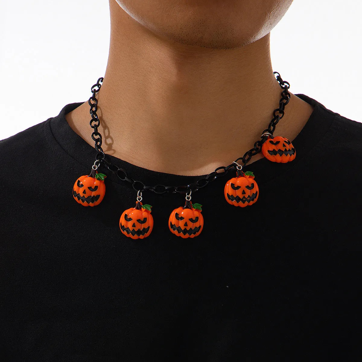 Halloween necklace with ghost pumpkin pendant in mixed colour acrylic cartoon design