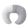 Multifunctional nursing pillow with spill prevention in pink, yellow, grey, or light blue colour options.