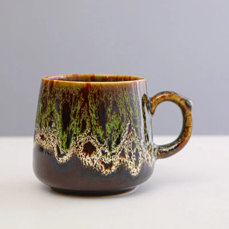 Large-capacity ceramic coffee mug with mild luxury retro style and 8.5cm height