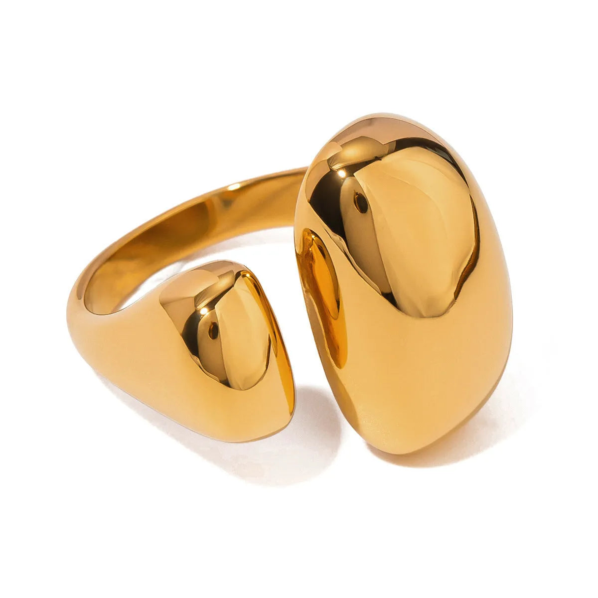 Geometric open ring for women in electroplated stainless steel with European exaggerated style