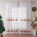 American Christmas curtain with embroidered snowflake design in semi-sunshade fabric