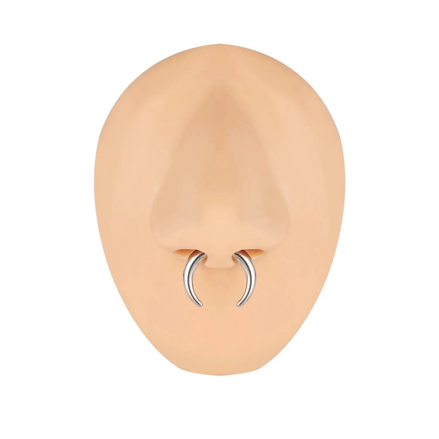 316 stainless steel C-shaped buffalo horn nose ring in black and steel colour options