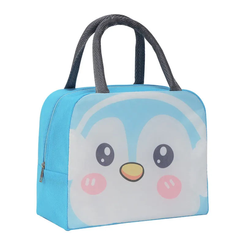 Children's insulated lunch bag with aluminium foil lining in orange bear cartoon design
