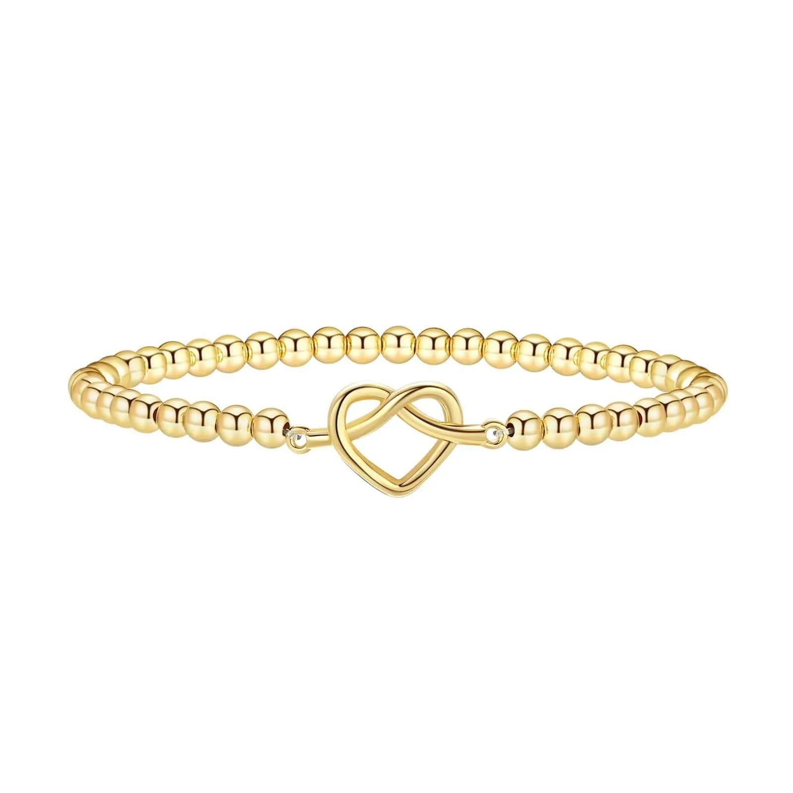 Adjustable stainless steel beaded bracelet showing geometric round design on wrist