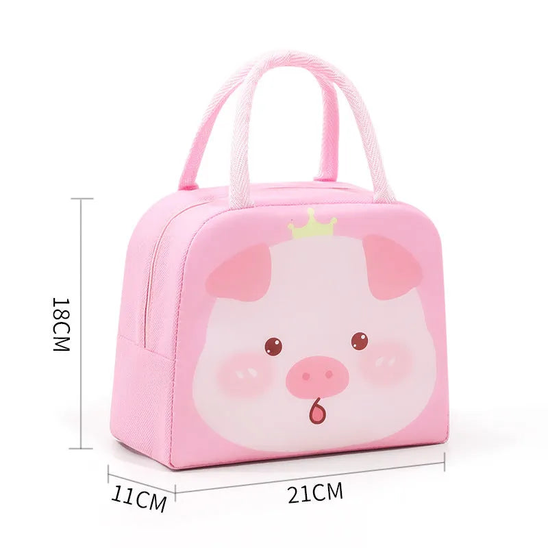 Children's insulated lunch bag with aluminium foil lining in orange bear cartoon design