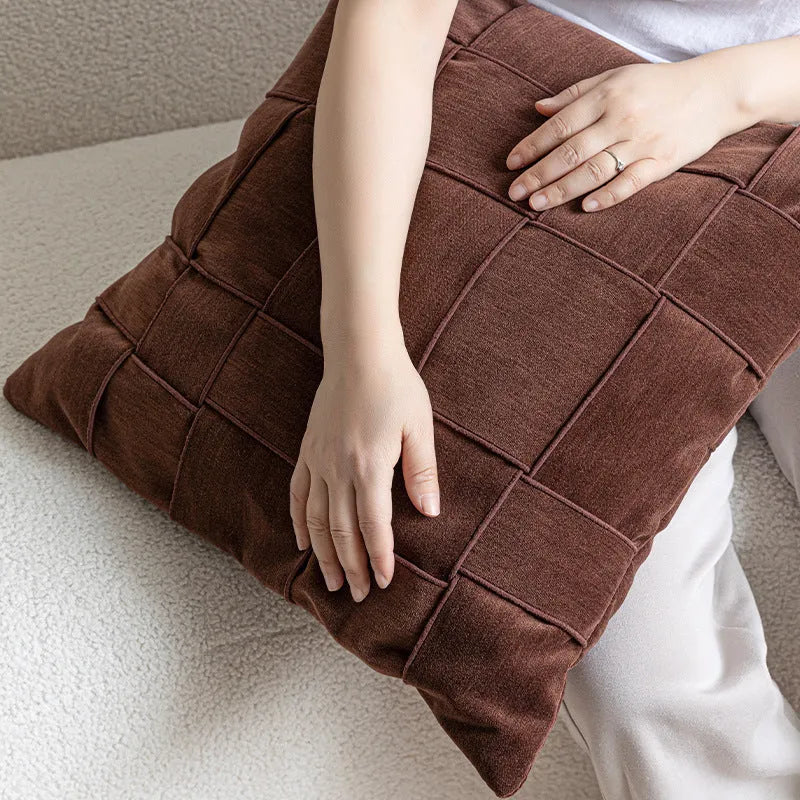 Chenille woven square pillow cushion with feather velvet filler in 50x50cm size