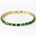 Women's zircon bracelet with electroplated alloy in golden or platinum finish with coloured zircon stones