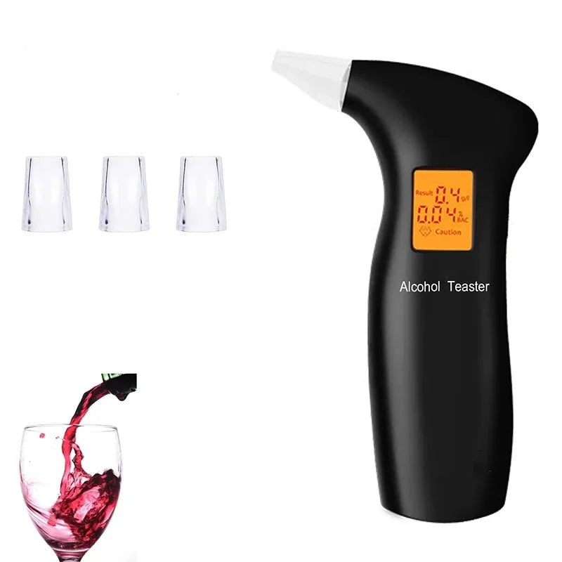 Portable orange light breath alcohol tester with replaceable mouthpieces