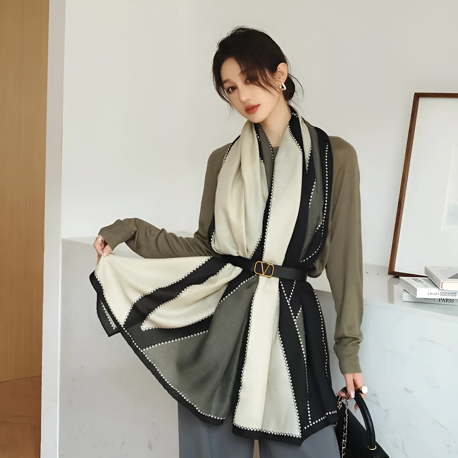 Polyester decorative scarf measuring 180cm by 90cm in one of three autumn print styles