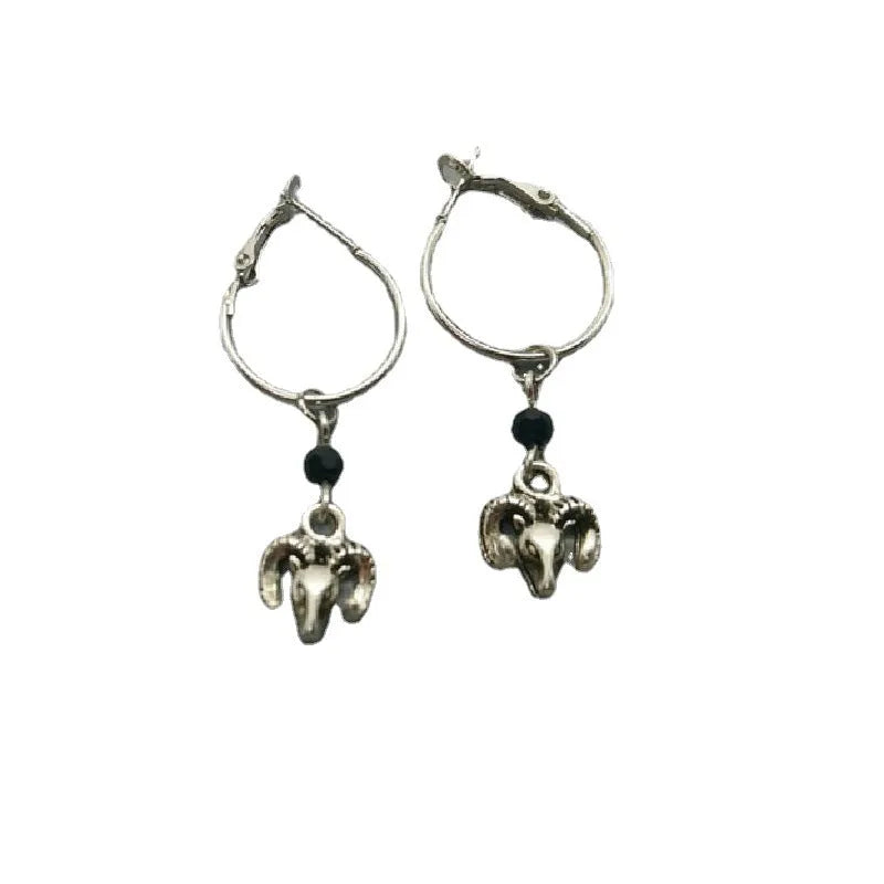 A pair of silver-coloured alloy round ring earrings for women on a white background.