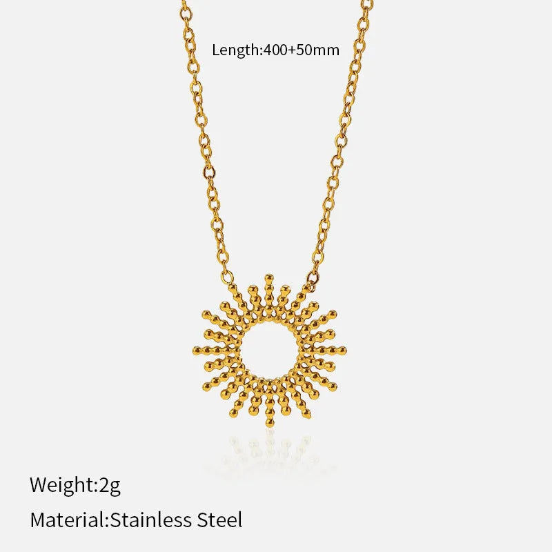 Gold geometric necklace and bracelet set with stainless steel construction and chain designs