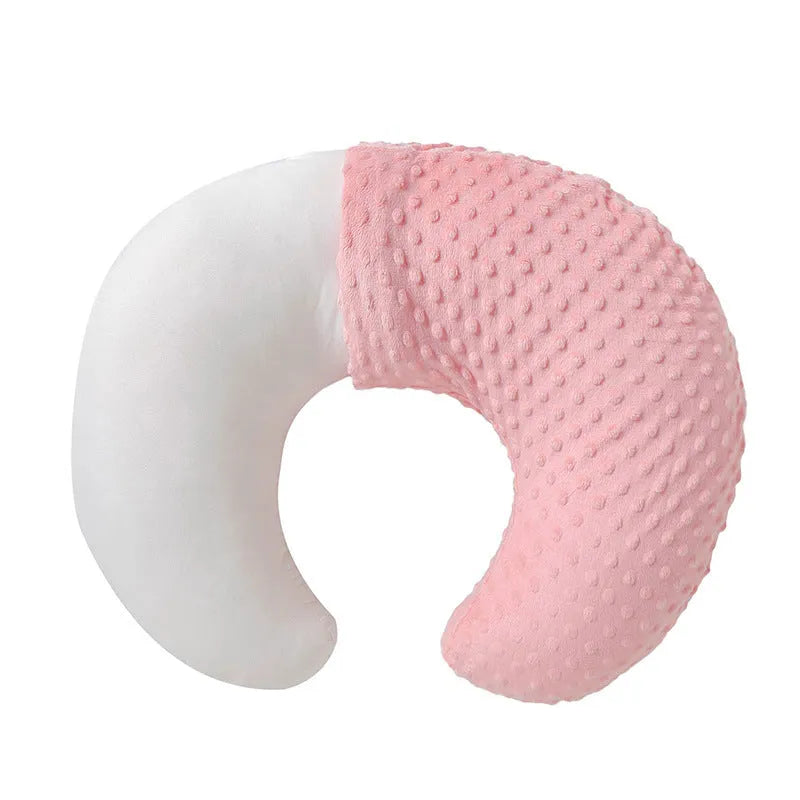 Nursing pillow with cotton-filled support and washable polyester cover in choice of colours