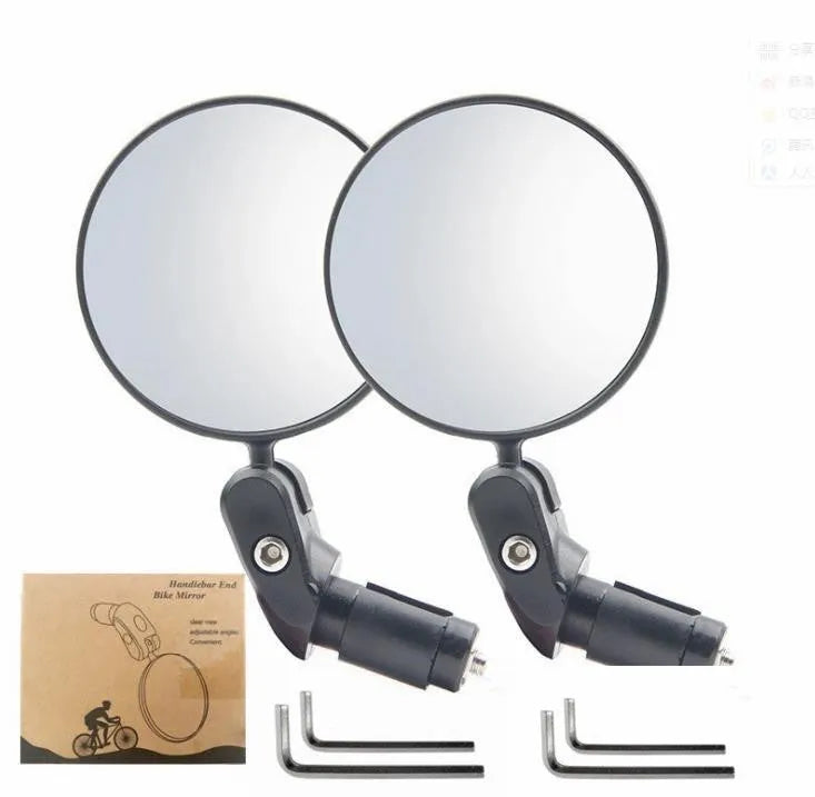 Black foldable convex rearview mirror with 360-degree adjustable mount