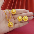 Landscape Middle East gold-plated floral jewellery three-piece set showing necklace, earrings and ring