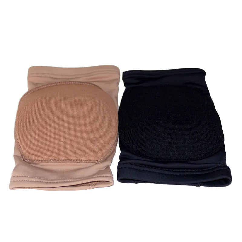 Ballet dance knee pads for yoga exercise in skin colour and black with five size options from XS to XL