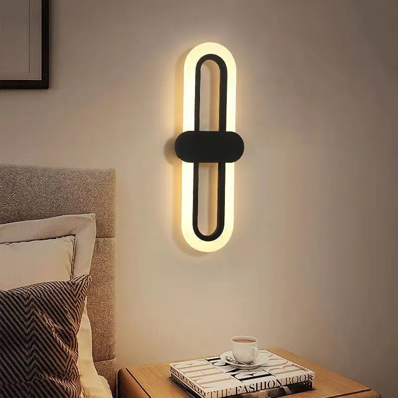 Modern simple 220V bedroom wall lamp with tricolour, warm, and white light options, one lamp per pack