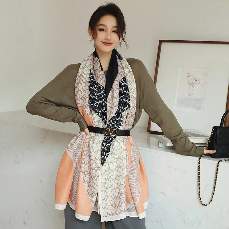 Polyester decorative scarf measuring 180cm by 90cm in one of three autumn print styles