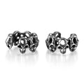 Stainless steel skull ear clips with hollow geometric design and clip-on backing