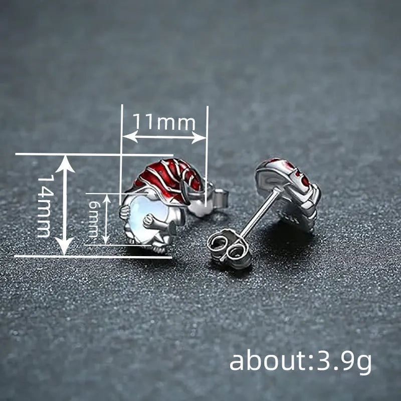 Women's cute Santa Claus heart-shaped earrings in electroplated white gold colour