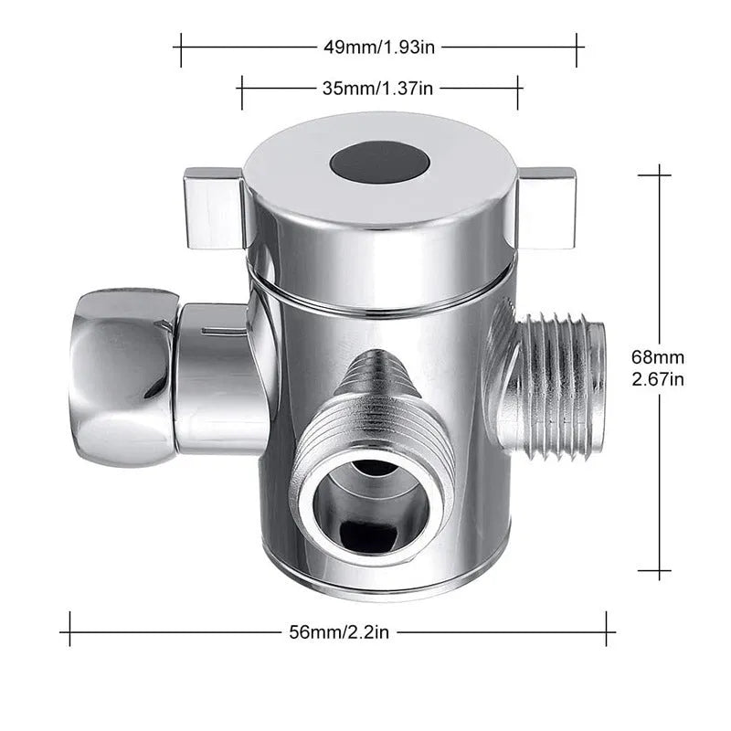 Copper shower water distributor connector with American bracket and plastic ball joint.