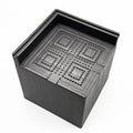 Four black plastic bed foot mats for increasing sofa or furniture height.
