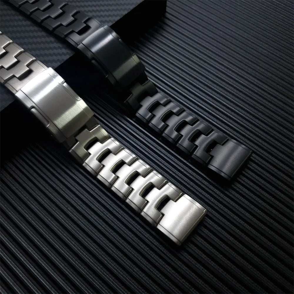 Silver, black, and titanium colour replacement watch straps for Garmin Fenix and Jiaming smartwatches