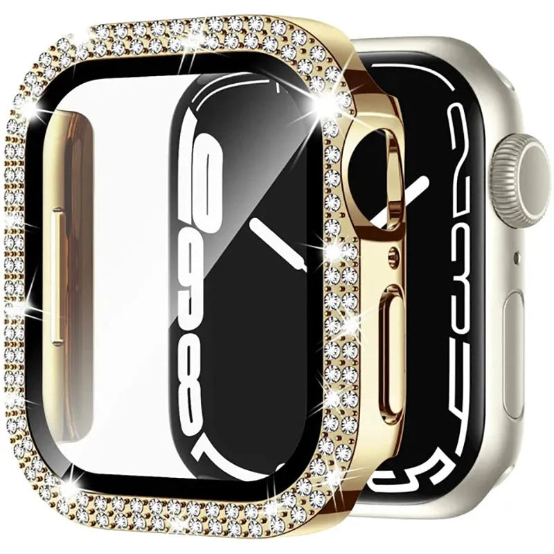 Apple Watch case with double diamond glass screen protector and flip-up privacy cover in multiple colour options