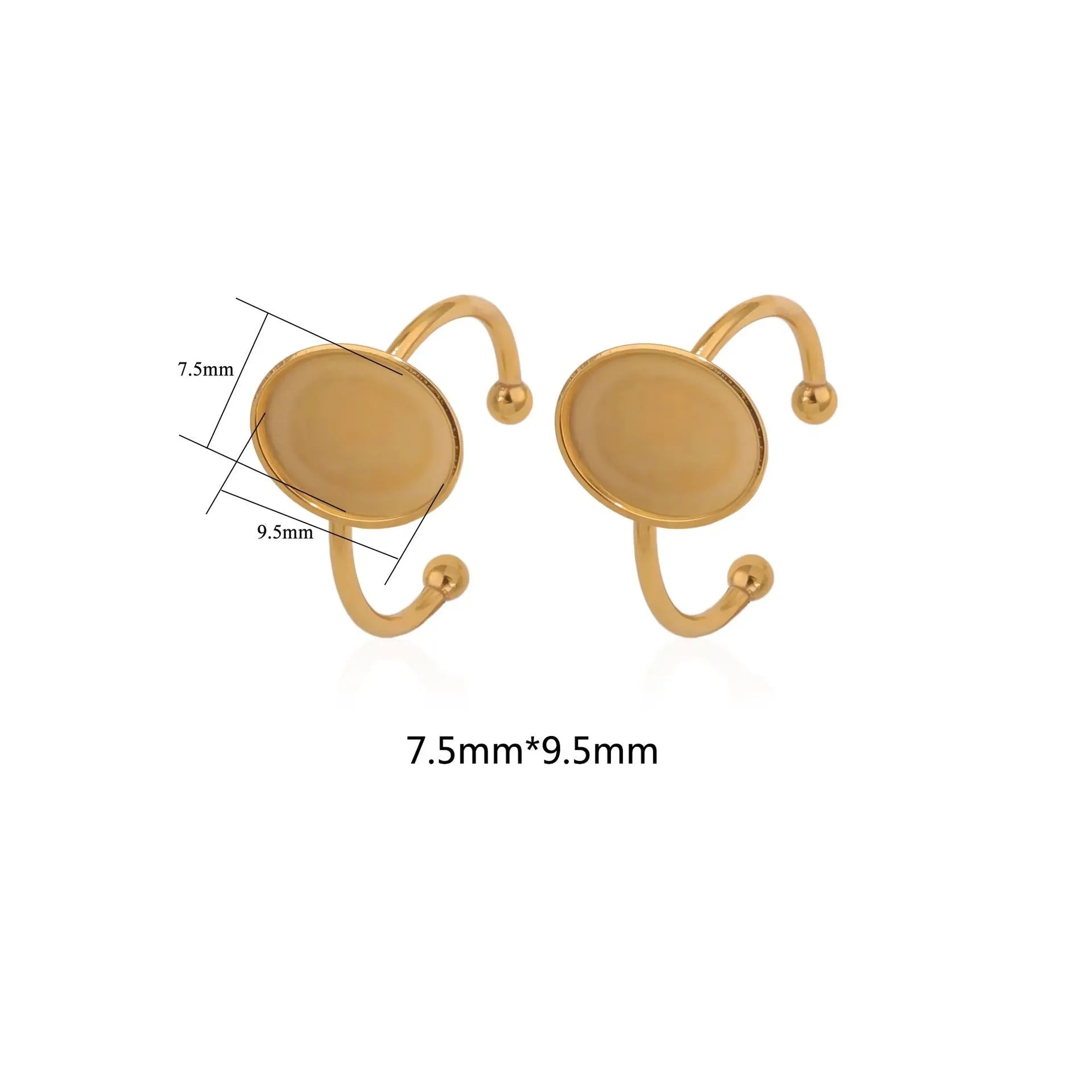Gold stainless steel ring setting with totem pattern in multiple shapes for DIY jewellery