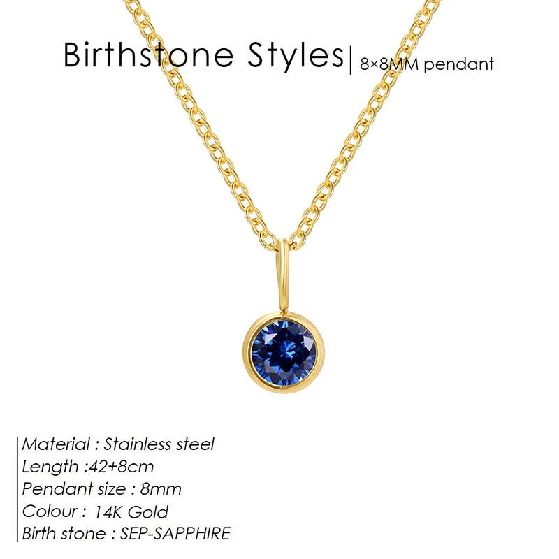 Entry Lux Colorful Rhinestone Pendant stainless steel U-shaped necklace with golden finish and July rose red rhinestone