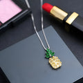 Silver-plated women's necklace with a geometric pineapple diamond charm in a copper white gold finish.