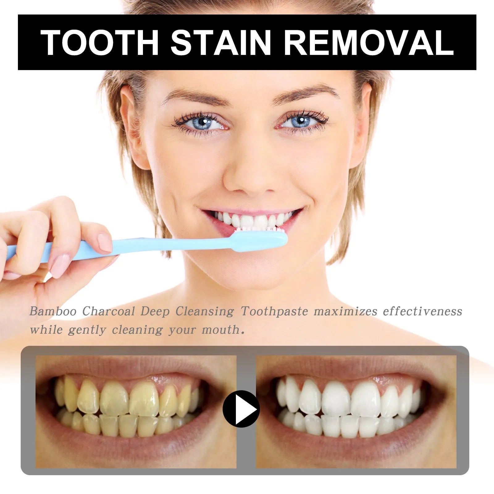 30ml bamboo charcoal toothpaste tube for teeth whitening and stain removal