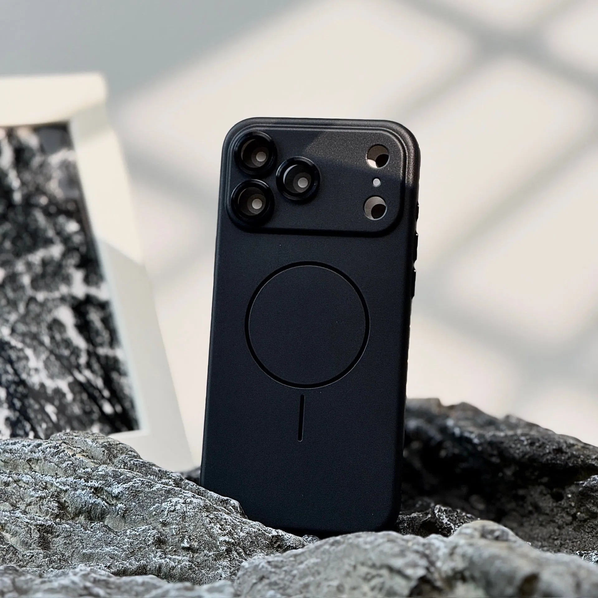 Frosted magnetic suction phone case with lens protector for iPhone 17 series