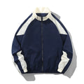 Men's casual jacket with contrast stitching design in black colour showing side pockets and regular sleeve construction