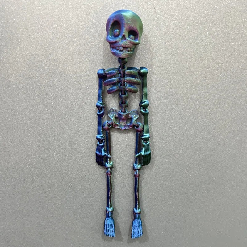 3D printed white skull fridge magnet for Halloween decoration, 18cm tall on a refrigerator.