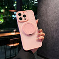Magnetic suction pivot phone case with invisible bracket and frosted finish for iPhone