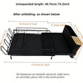 Retractable kitchen drain rack holding cutlery and cups with foldable carbon steel frame
