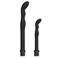 Black silicone sausage filler hosepipe enema for cleaning, shown in large and small size options.