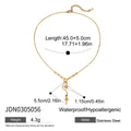 18K gold stainless steel necklace with white diamond eight-pointed star centre, regular chain, JDN0305056 colour