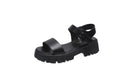 Women's beige PU platform sandals with peep toe, fish mouth design, and adjustable ankle-strap buckle