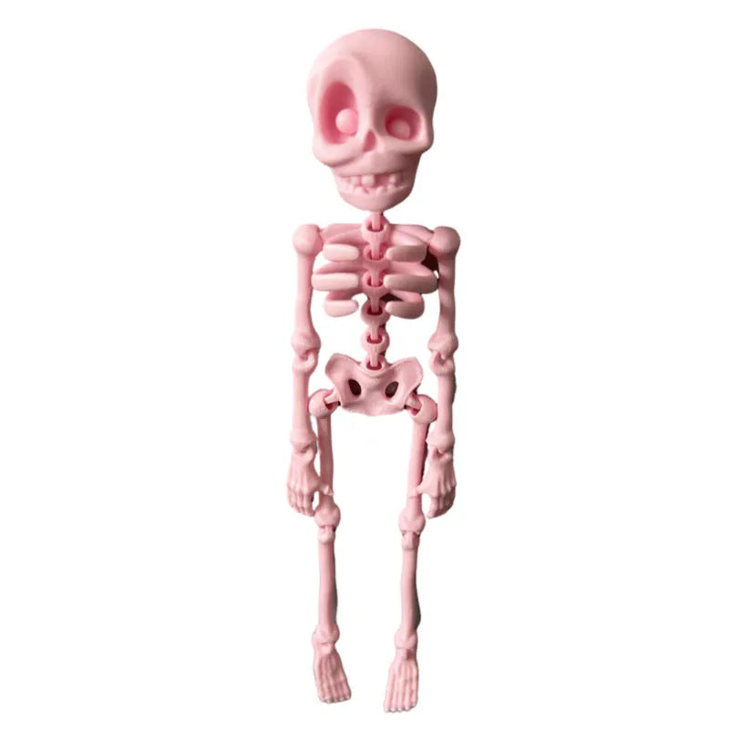 3D printed white skull fridge magnet for Halloween decoration, 18cm tall on a refrigerator.
