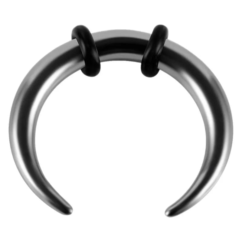316 stainless steel C-shaped buffalo horn nose ring in black and steel colour options
