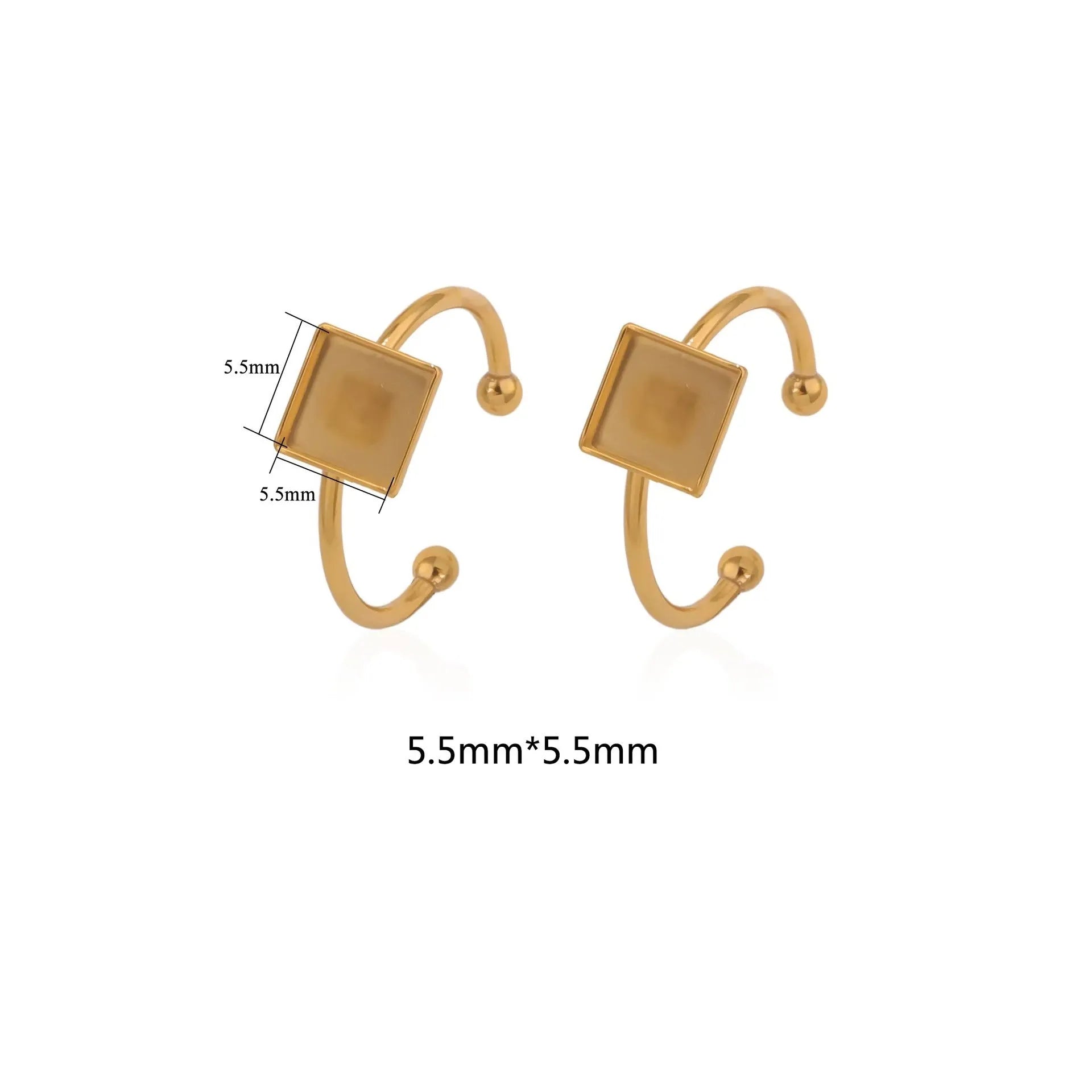 Gold stainless steel ring setting with totem pattern in multiple shapes for DIY jewellery