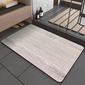 Square American wood grain pattern diatom mud bathroom floor mat on tiles.